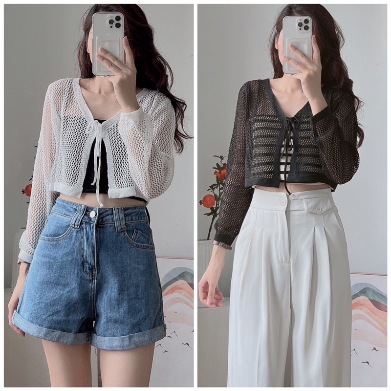 áo lưới khoác mỏng cho nữ đi biển cực xinh
