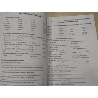 Bộ Đề Kiểm Tra Tiếng Anh Lớp 4