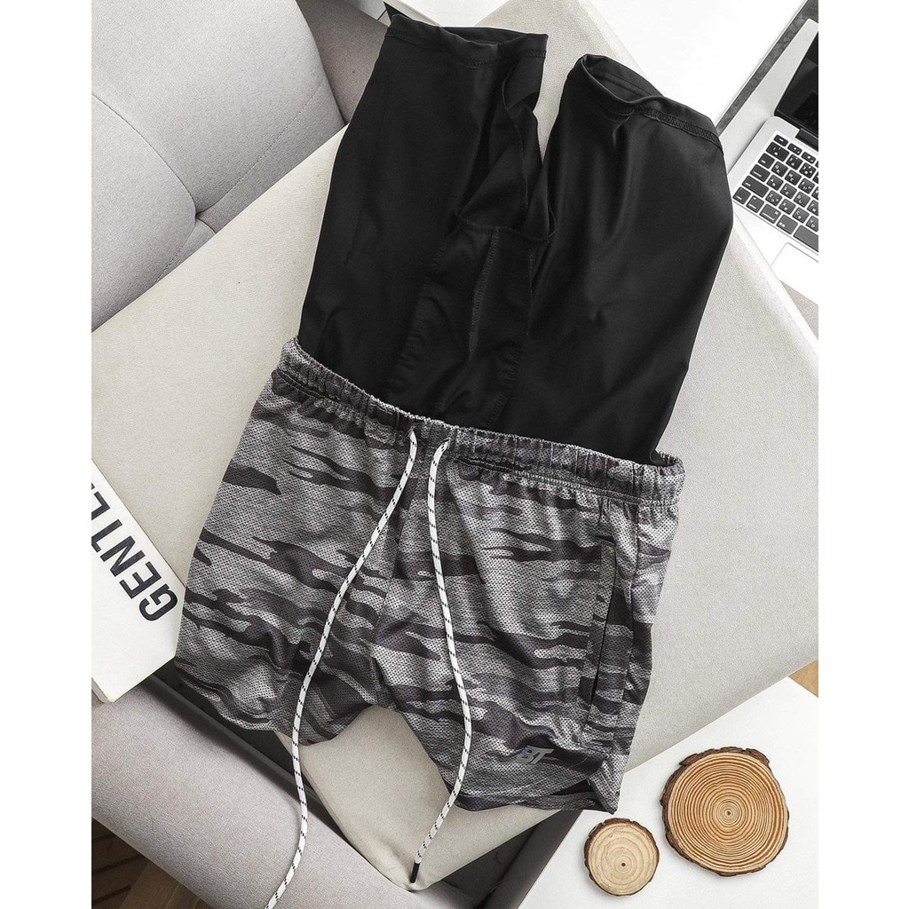 Quần short legging 2 lớp chạy bộ, tập gym dòng cao cấp 8725