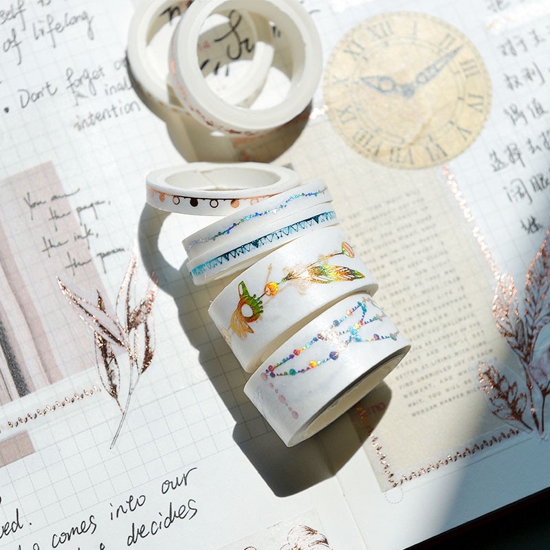 Set băng dính washi tape nhũ WT245