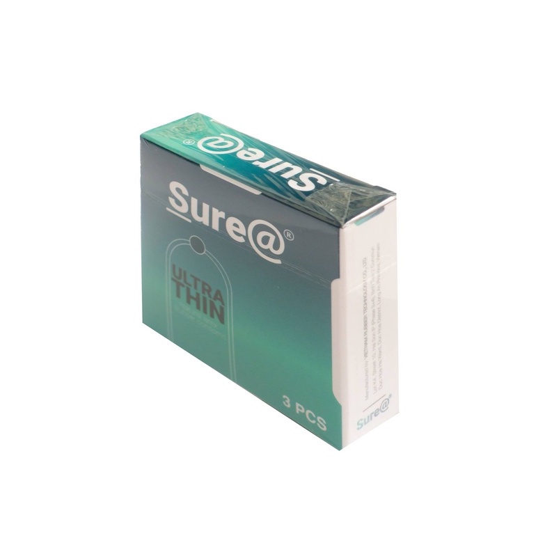 Bao cao su siêu mỏng siêu trơn Sure Ultra Thin - bcs hộp 3 chiếc