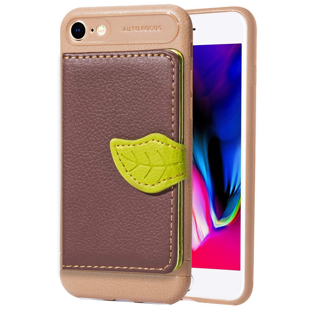 Ốp iphone 6 7 8 Plus X XS XR Lá kẹp da hoa văn điện thoại TPU Ốp lưng mềm