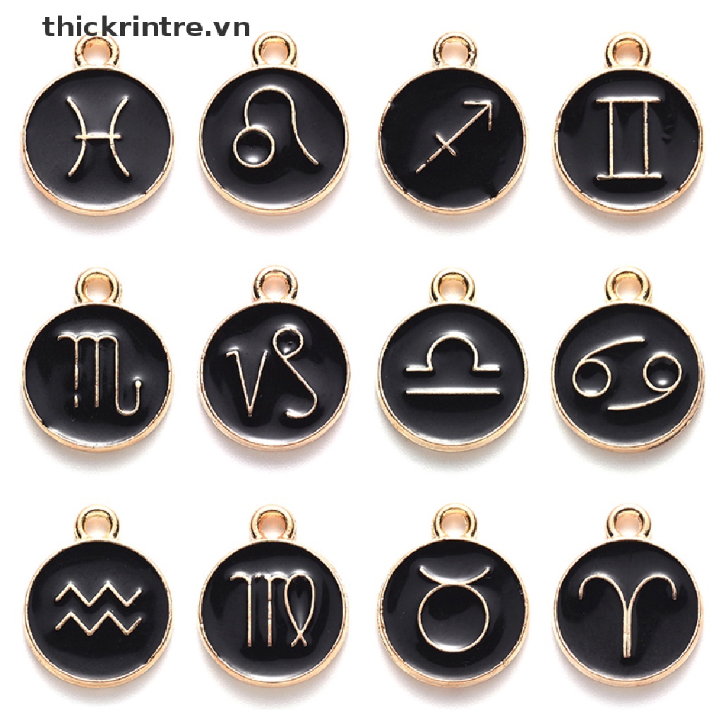 Set 12 Mặt Dây Chuyền Hình Cung Hoàng Đạo Tráng Men Thời Trang