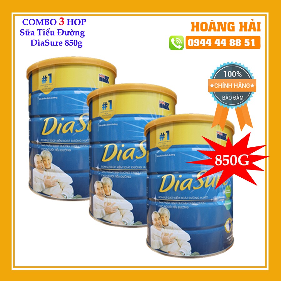 Combo 3 HộpSữa Diasure 850gam Của New Zealand Sữa Diasure Dành Cho Người Tiểu Đường