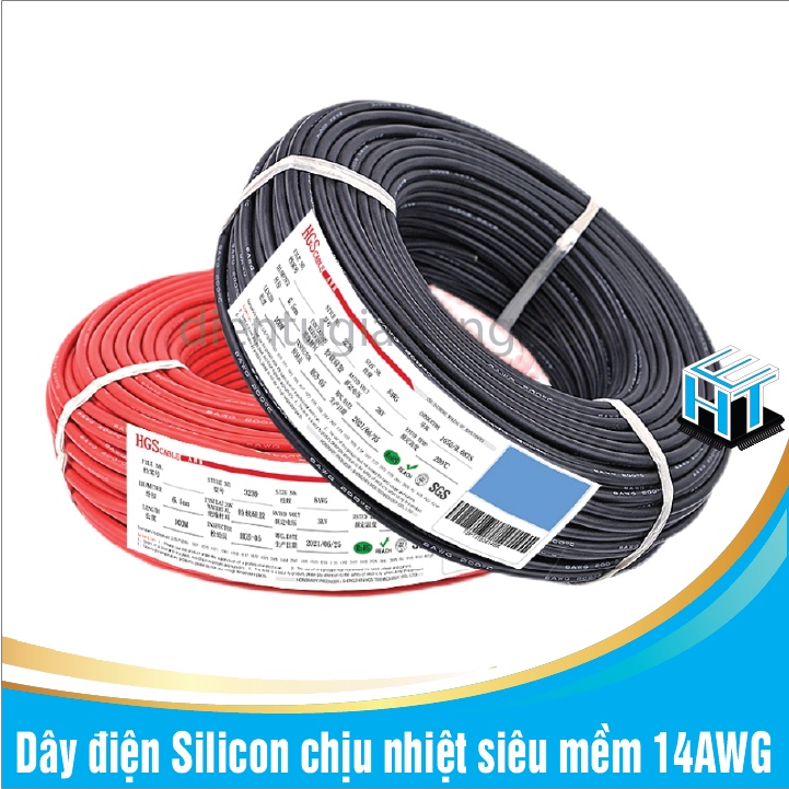 1 Mét Dây điện Silicon chịu nhiệt siêu mềm 14AWG có đường kính ngoài: 3.5mm