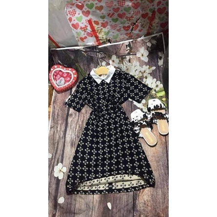 VÁY HOA NHÓ CỔ V SIZE S