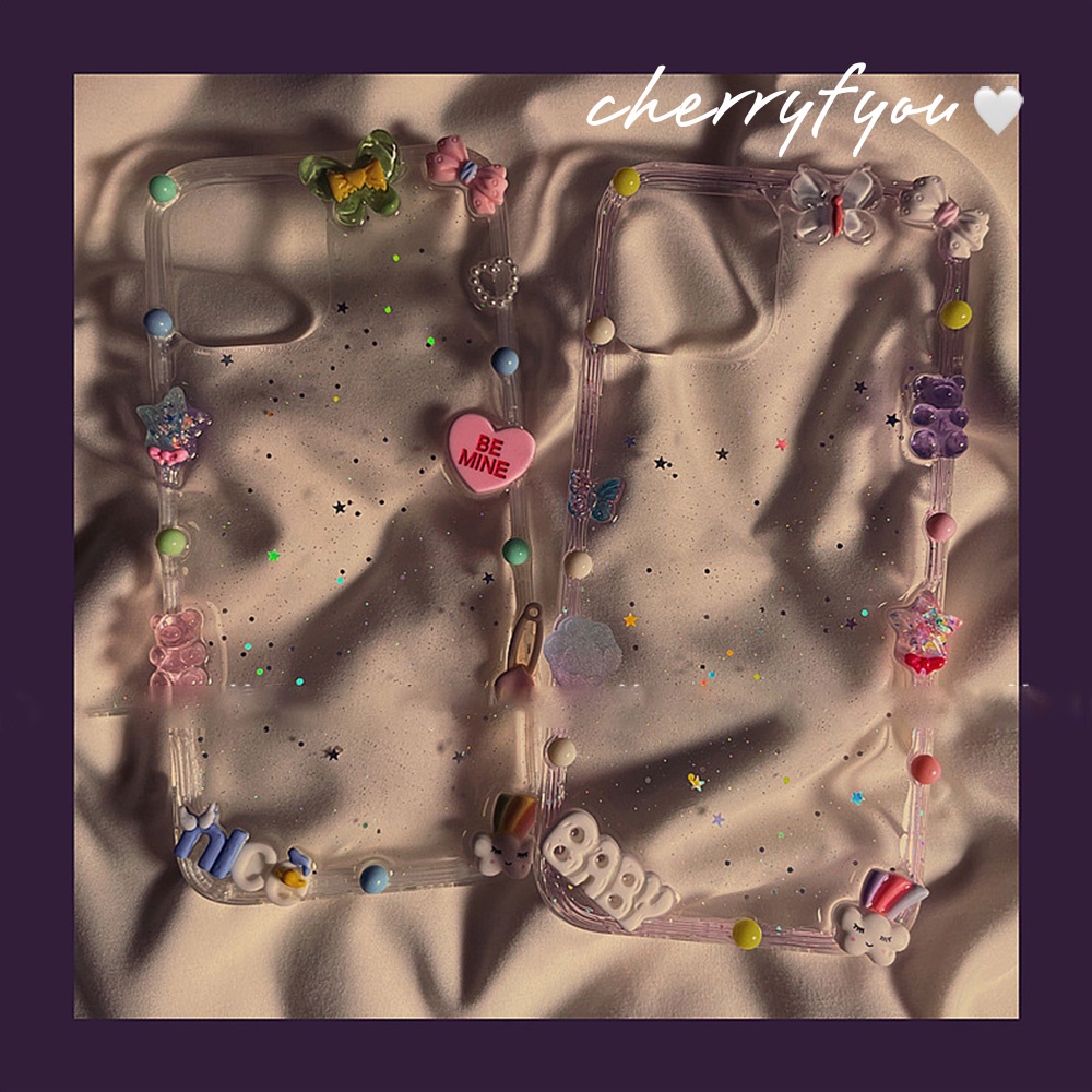 Ốp điện thoại tpu dẻo trong suốt họa tiết trái tim thắt nơ thích hợp cho iphone 13 12 11 pro max x xr 8 7 plus