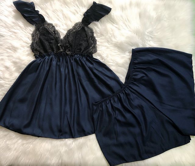 Bộ đồ ngủ Bigsize 65-90kg lụa phối ren sexy | BigBuy360 - bigbuy360.vn