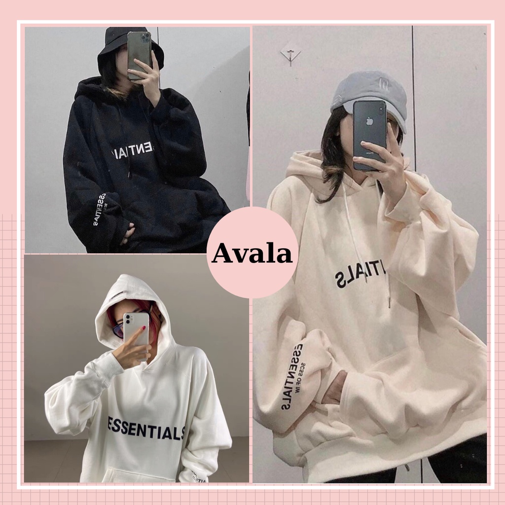 Áo Hoodie Essential Unisex Nam Nữ nỉ bông dày dặn màu be Oversize phong cách Hàn Quốc Ulzaang | BigBuy360 - bigbuy360.vn