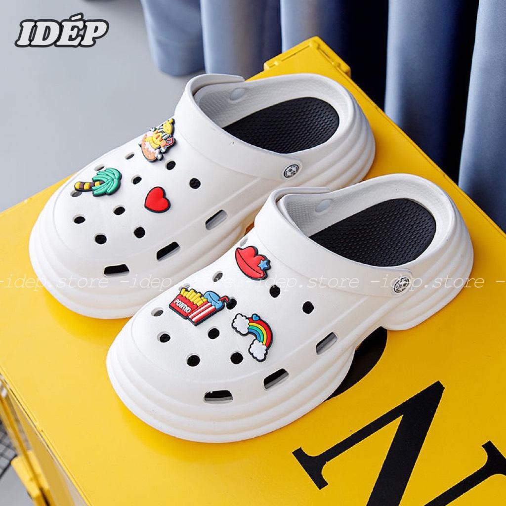 Dép sục CROSS nữ đế độn cao 4cm tăng chiều cao TẶNG 6 Stickers cute siêu nhẹ- Sục y tá đế bánh mì dày iDÉP SL062
