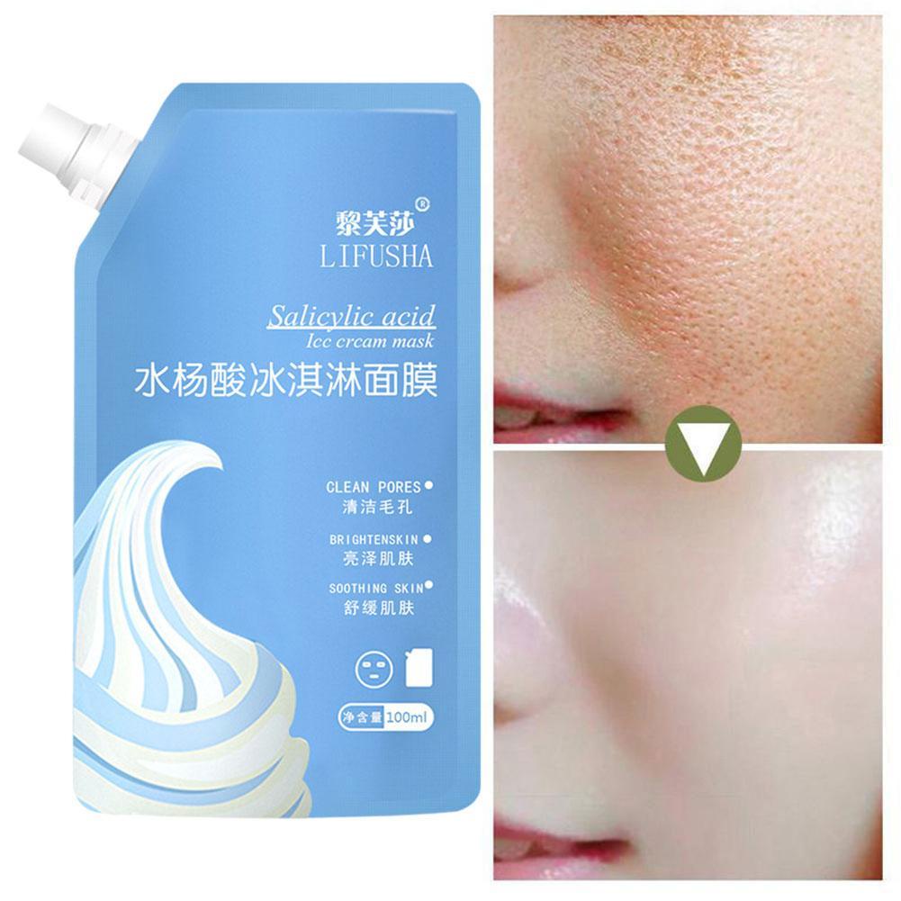 300ml Salicylic Acid Ice Cream Mask để loại bỏ các vết mụn trên da. Lỗ chân lông và mụn đầu đen Thu nhỏ làm sạch và chăm sóc dưỡng ẩm
