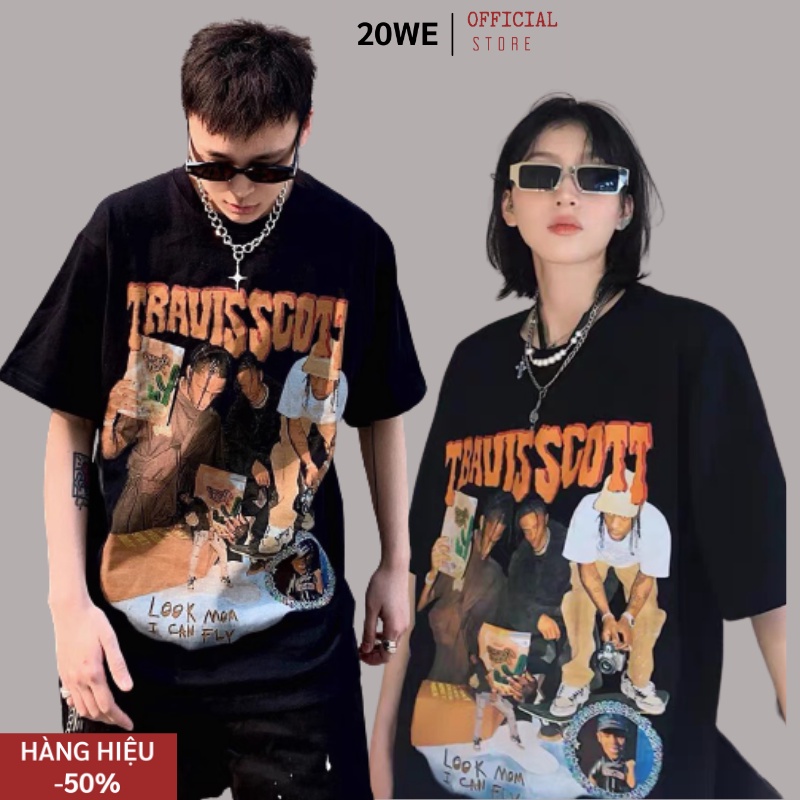 [20WE TREND ÁO HÈ THU  2022] Áo Thun Travisscott Nam Nữ Form Rộng Unisex Áo Phông Chất Cotton Cao Cấp Top Xu Hướng