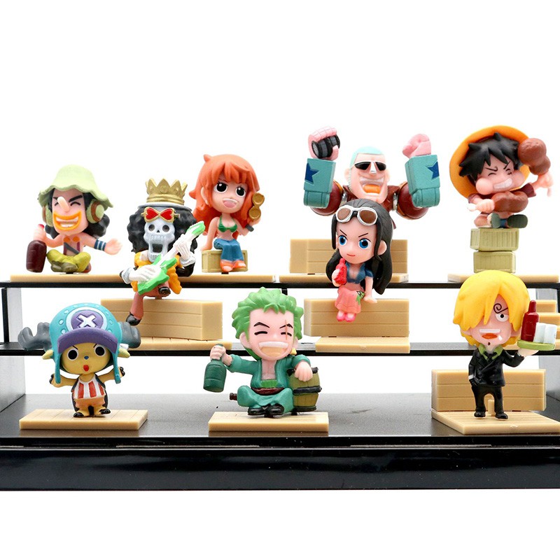 Ready Stock 9pcs/lot Building Blocks One Piece Q style Luffy PVC Action Figure Collection Toy Kids Birthday Xmas Gifts