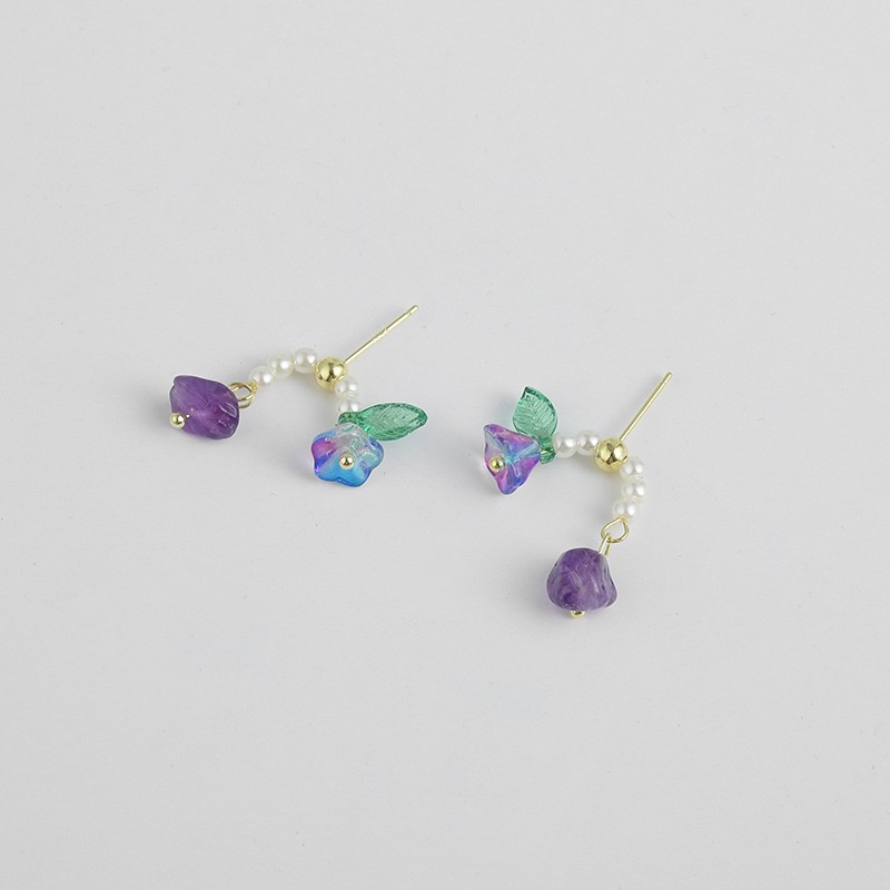 Bông Tai Hoa Lily Đính Ngọc Trai Nhiều Màu Dễ Thương Phong Cách Nhật Hàn