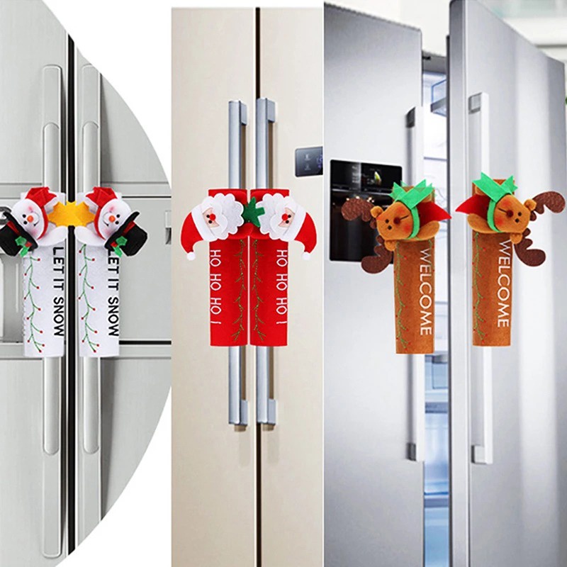 Set 2 Bọc Tay Nắm Cửa Tủ Lạnh Trang Trí Giáng Sinh