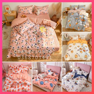 Bộ Chăn Ga Gối Cotton Poly, Set Chăn Ga Gối Cute 5 Món Phong Cách Hàn Quốc - Mẫu Mới 2021 - Hàng Nhập Khẩu.