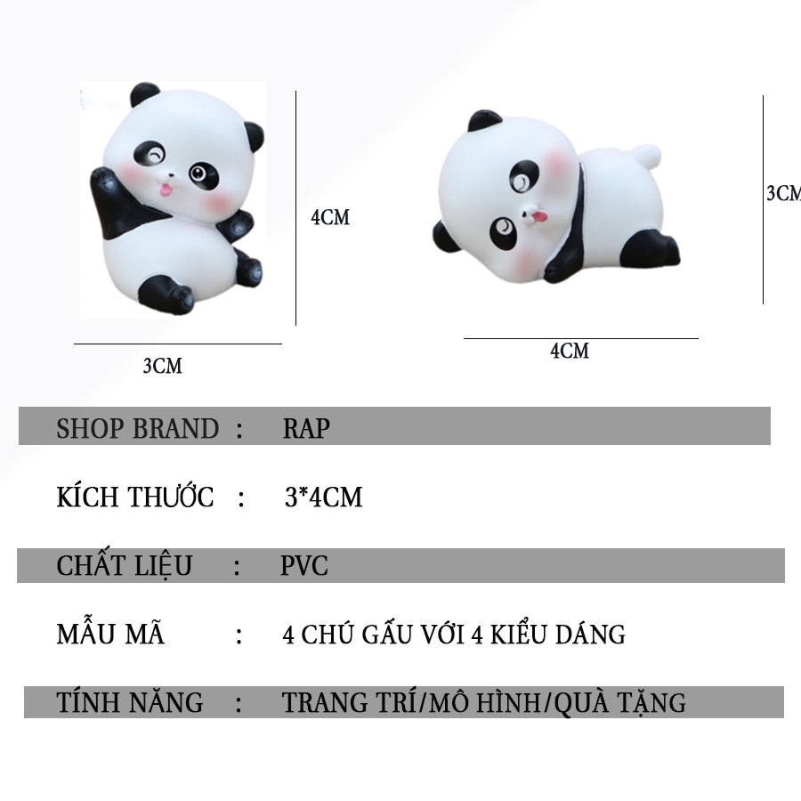 Set 4 Mô Hình Gấu Trúc Trang Trí Ô Tô, Bàn Học, Bàn Làm Việc Siêu Dễ Thương  | Shopee Việt Nam