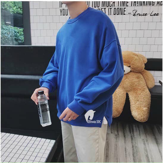 Áo Sweater Nam Màu Trơn Xẻ Tà Hai Bên Chất Nỉ Dày Dặn, Áo Nỉ Chui Đầu