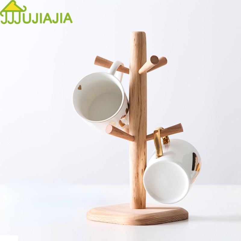 Giá đỡ JUJIAJIA bằng gỗ treo cốc nước thiết kế sáng tạo tiện dụng