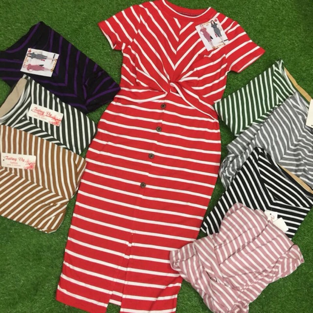 Đầm thun body xoắn eo