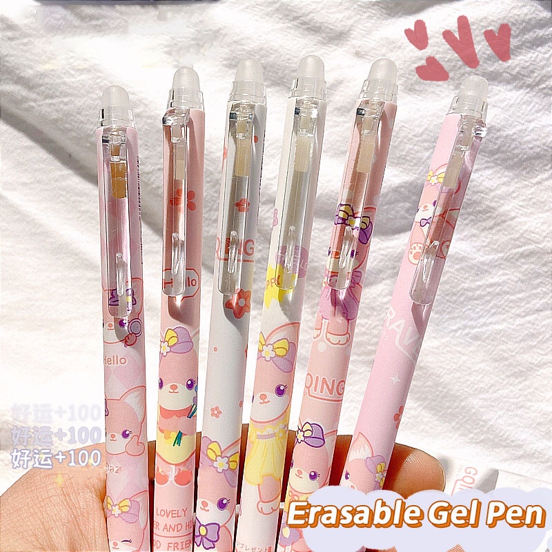 Bút Mực Gel Ngòi 0.5mm Họa Tiết Hoạt Hình Có Thể Xóa Được