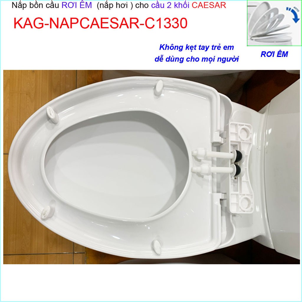 Nắp đậy bồn cầu Caesar C1330 trắng, nắp rơi êm bàn cầu 2 khối thân dài Linax C504-C702, Viglacer giá tốt chất lượng tốt