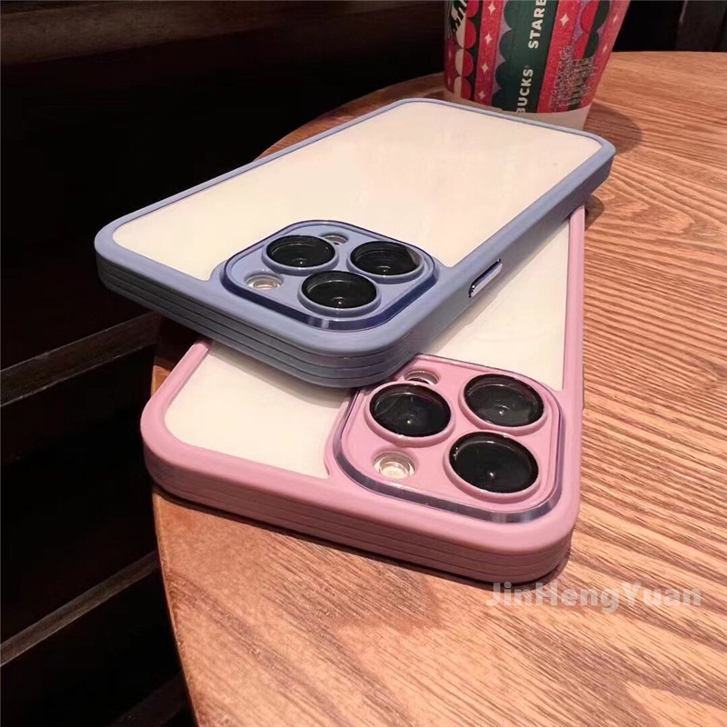 Ốp Điện Thoại Silicon Mềm Trong Suốt Chống Sốc Có Vòng Nhẫn Kim Loại Sang Trọng Cho IPhone 12 13 Pro Max