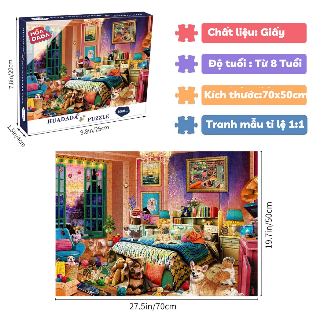 Tranh Xếp Hình 1000 Mảnh Phong Cảnh/Tranh Xếp Hình Kích Thước Lớn 70x50cm/Jigsaw Puzzle 1000/Tranh 1000 Mảnh Giấy