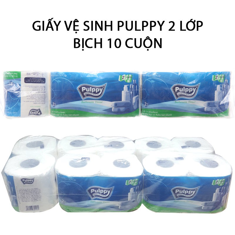 Lốc 10 cuộn giấy vệ sinh Pulppy