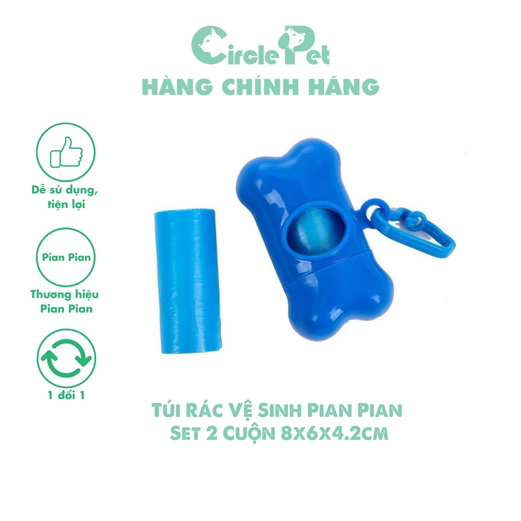 Túi Rác Vệ Sinh Pian Pian Đựng Phân Cho Thú Cưng  Set 2 Cuộn 8x6x4.2cm - Circle Pet