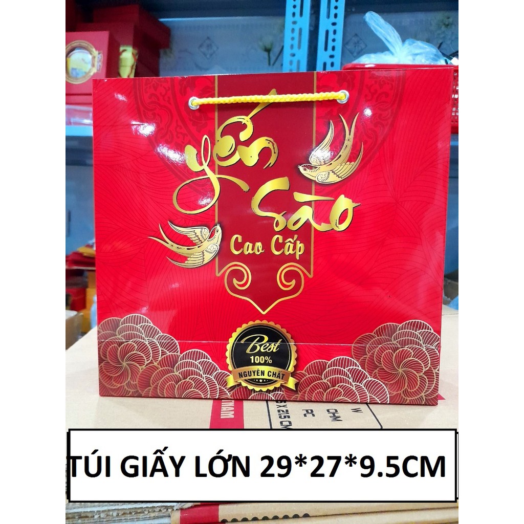 Túi giấy lớn 27x27x9cm đựng hộp hoa mai, đài loan kèm hộp đường phèn rộng rãi