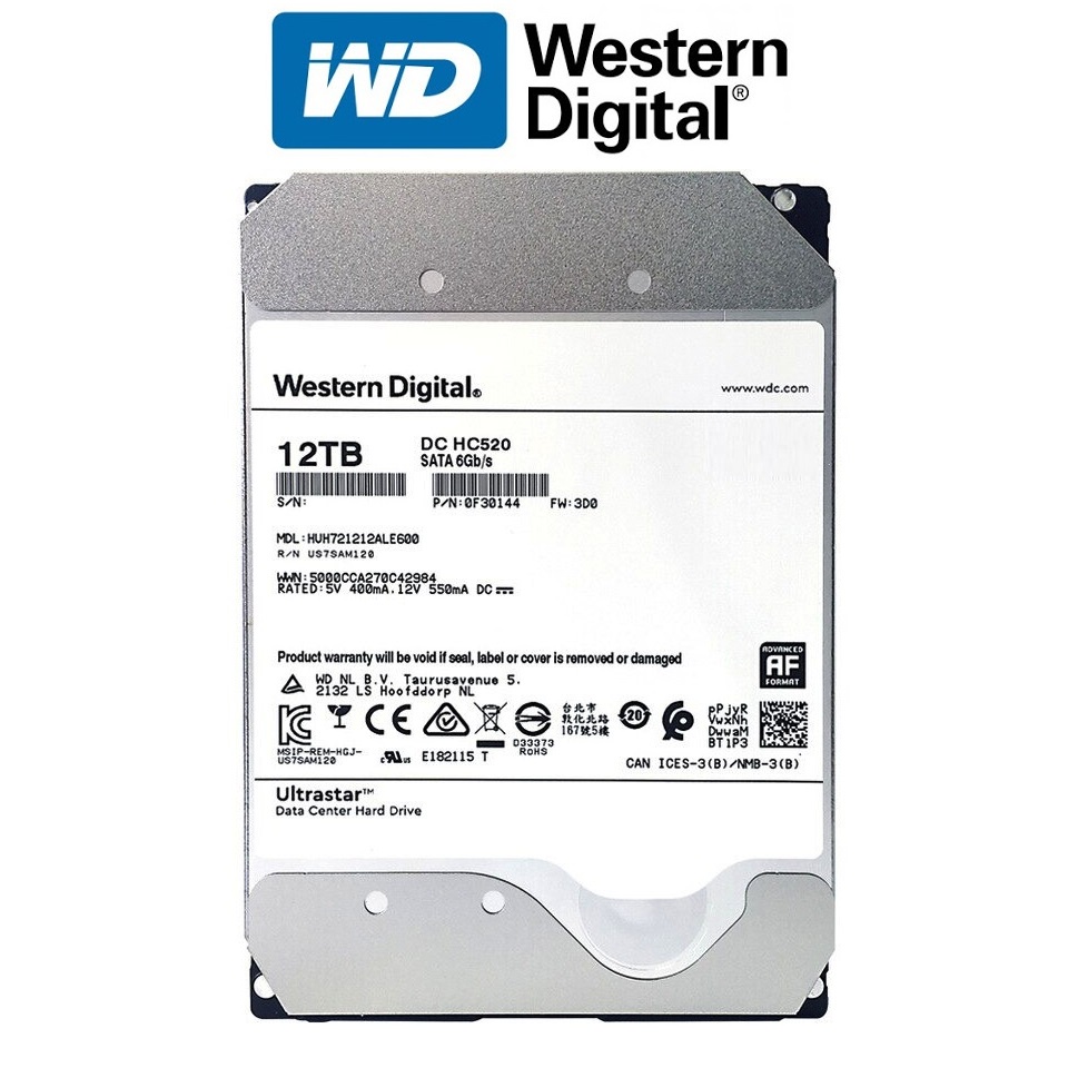 Ổ Cứng HDD WD Ultrastar 4TB / 6TB / 8TB / 12TB / 14TB /16TB/ 18TB SATA iii 3.5 inch - Hàng nhập khẩu