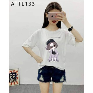 ÁO THUN TAY LỠ NỮ IN HÌNH CÔ GÁI TÓC NGẮN PHONG CÁCH FREE SIZE - ATTL133