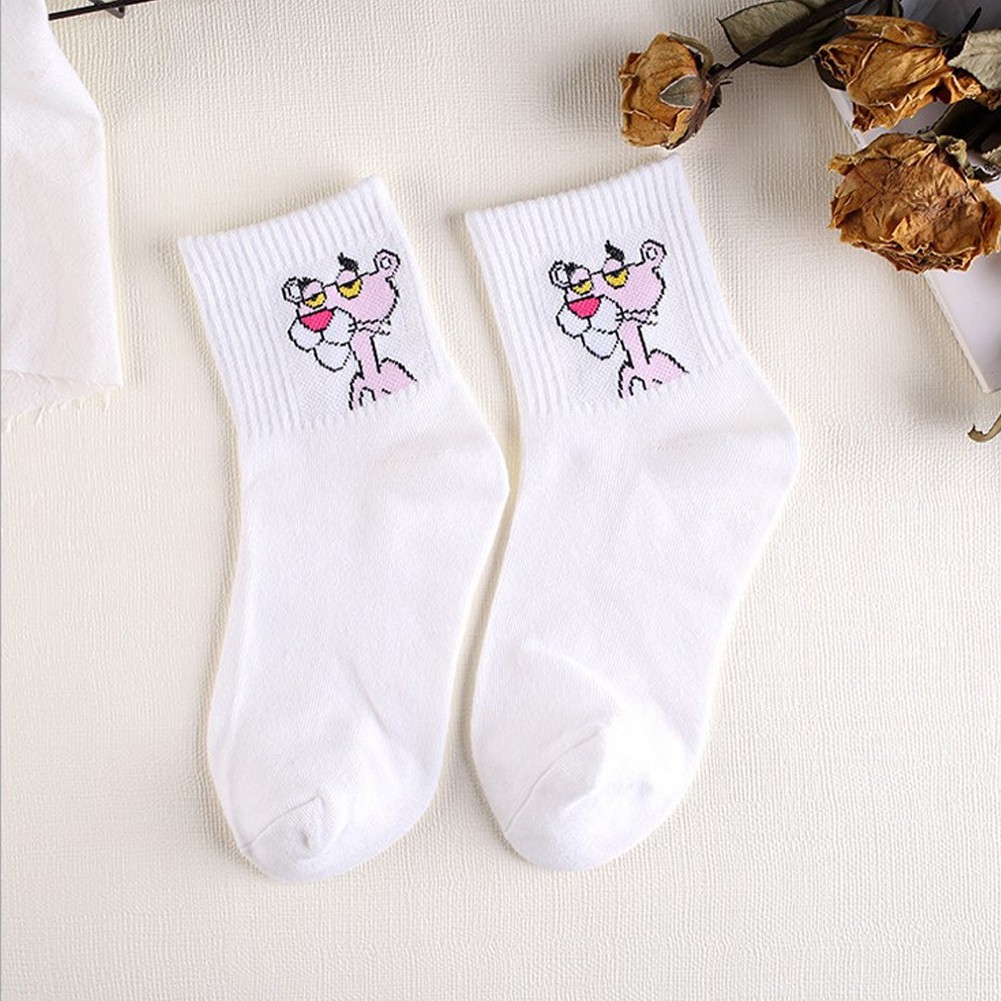 Tất cotton in họa tiết hoạt hình dễ thương cho nữ