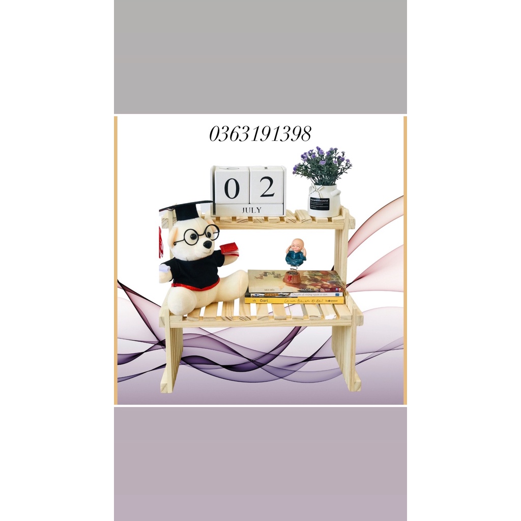 Kệ gỗ 2 tầng đa năng, kệ bàn trang điểm từ gỗ thông tự nhiên nhập khẩu từ mỹ an toàn cho sức khỏe
