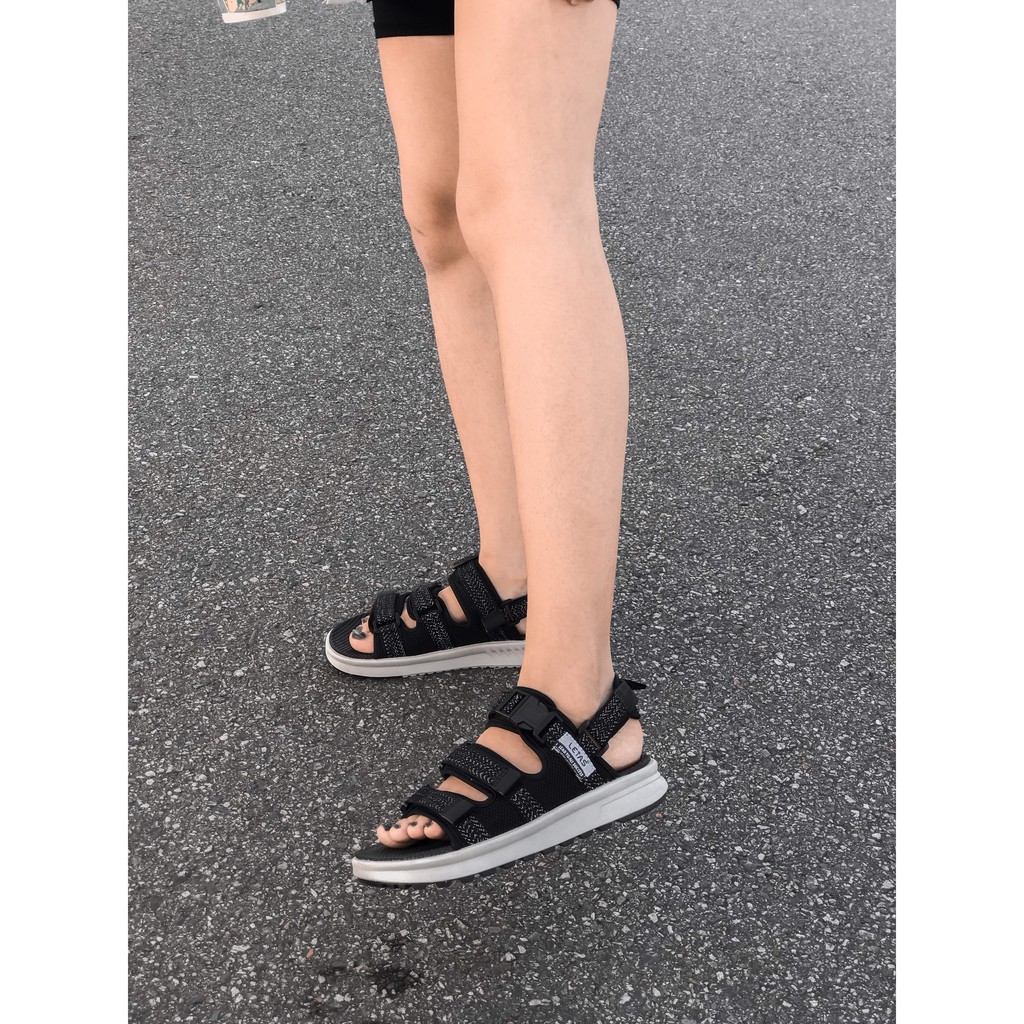 Sandal Unisex Letas Phản Quang D1003 Đen Ghi