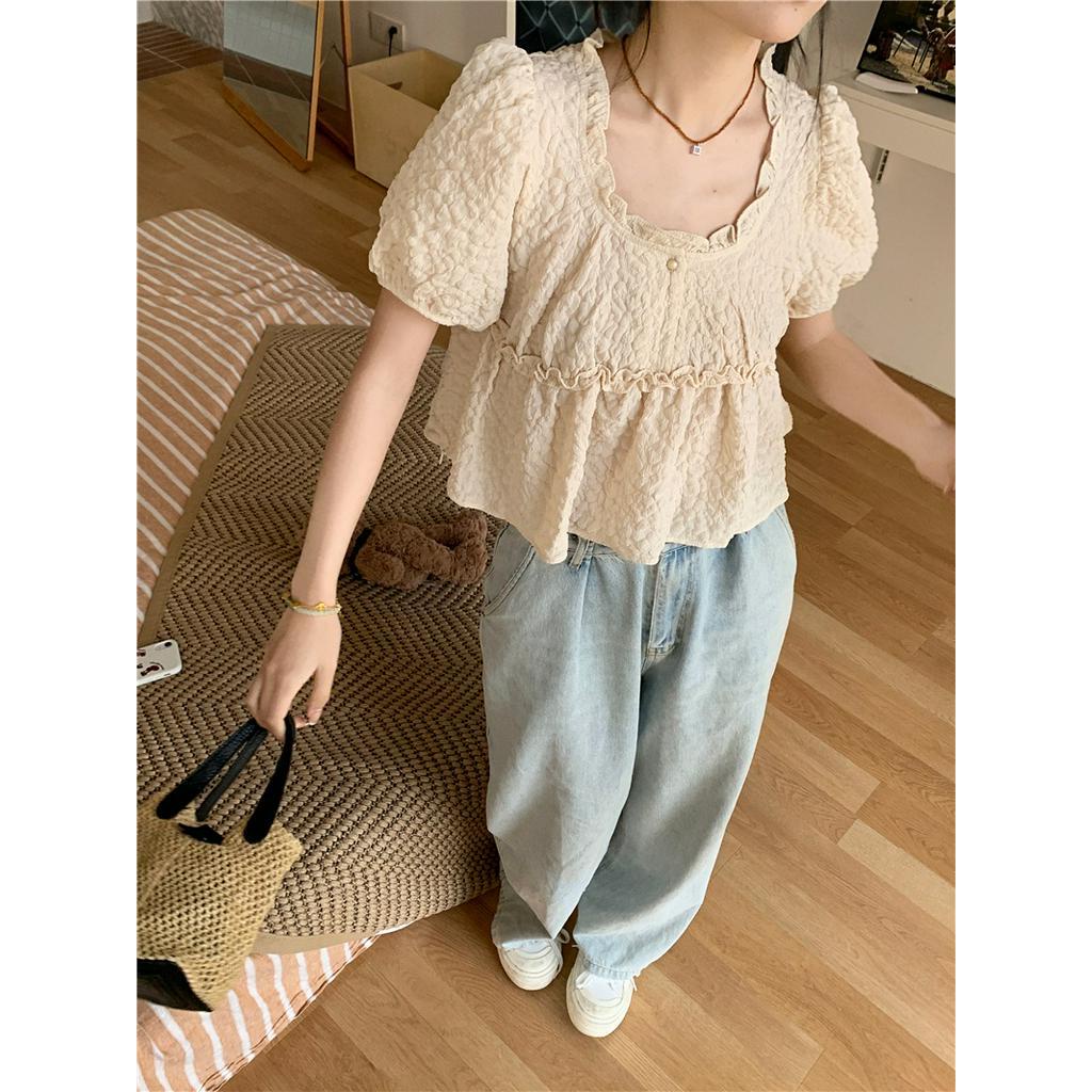 Áo Sơ Mi Vải Jacquard Ngắn Tay Thời Trang Sành Điệu 63064