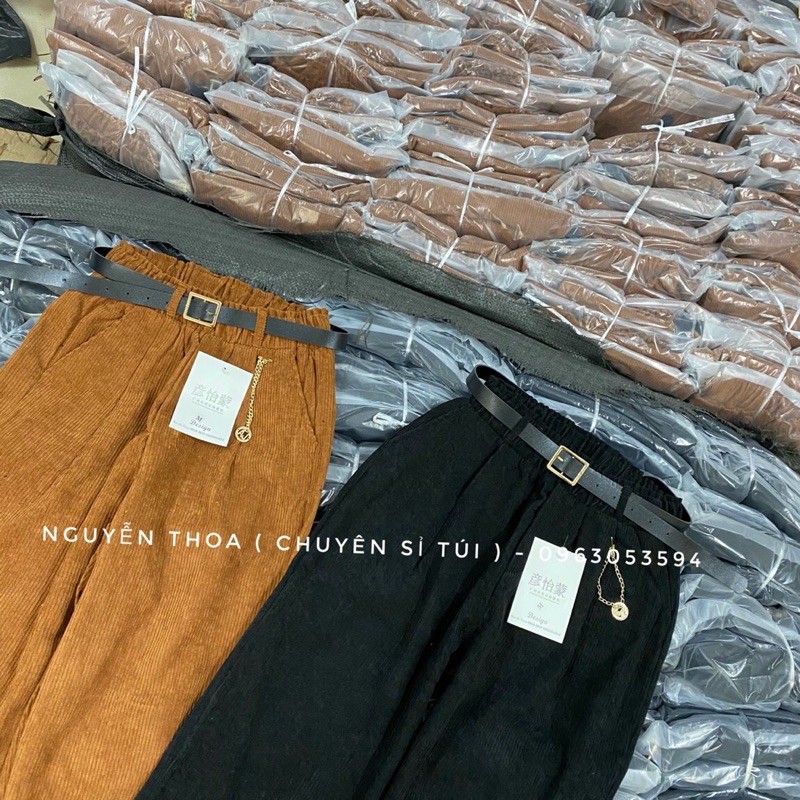 Quần Baggy nhung tăm kèm đai | BigBuy360 - bigbuy360.vn