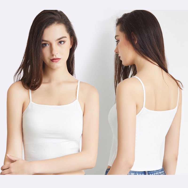 Áo hai dây chất liệu cotton 100% ôm sát mặc bên trong freesize