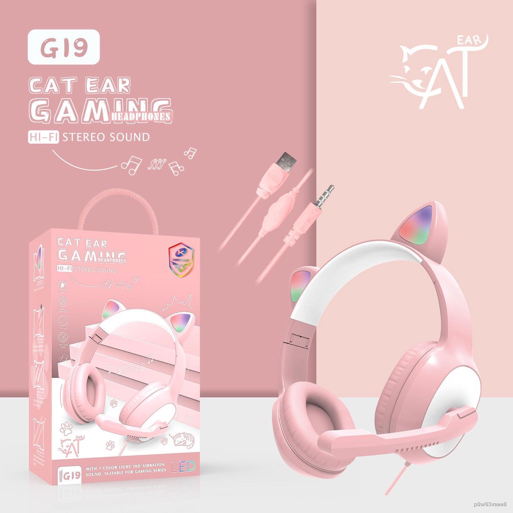 ityTai nghe trò chơi mèo tai nghe có dây cô gái màu hồng chơi game tai nghe máy tính mạng âm nhạc người nổi tiếng tai ng