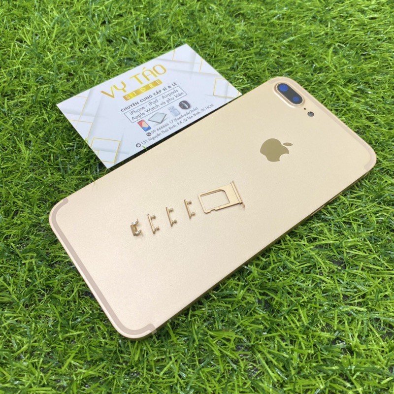 vỏ sườn thay thế iphone 7plus viền vuông vàng gold cực đẹp