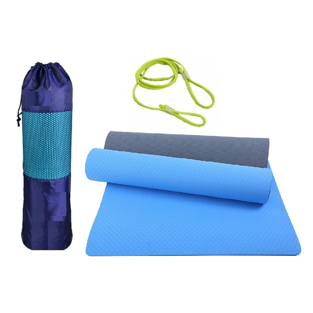 Thảm Tập Yoga, Gym 2 Lớp Tặng Túi Đựng, Dây Buộc (Giao Màu Ngẫu Nhiên) - Chính Hãng miDoctor