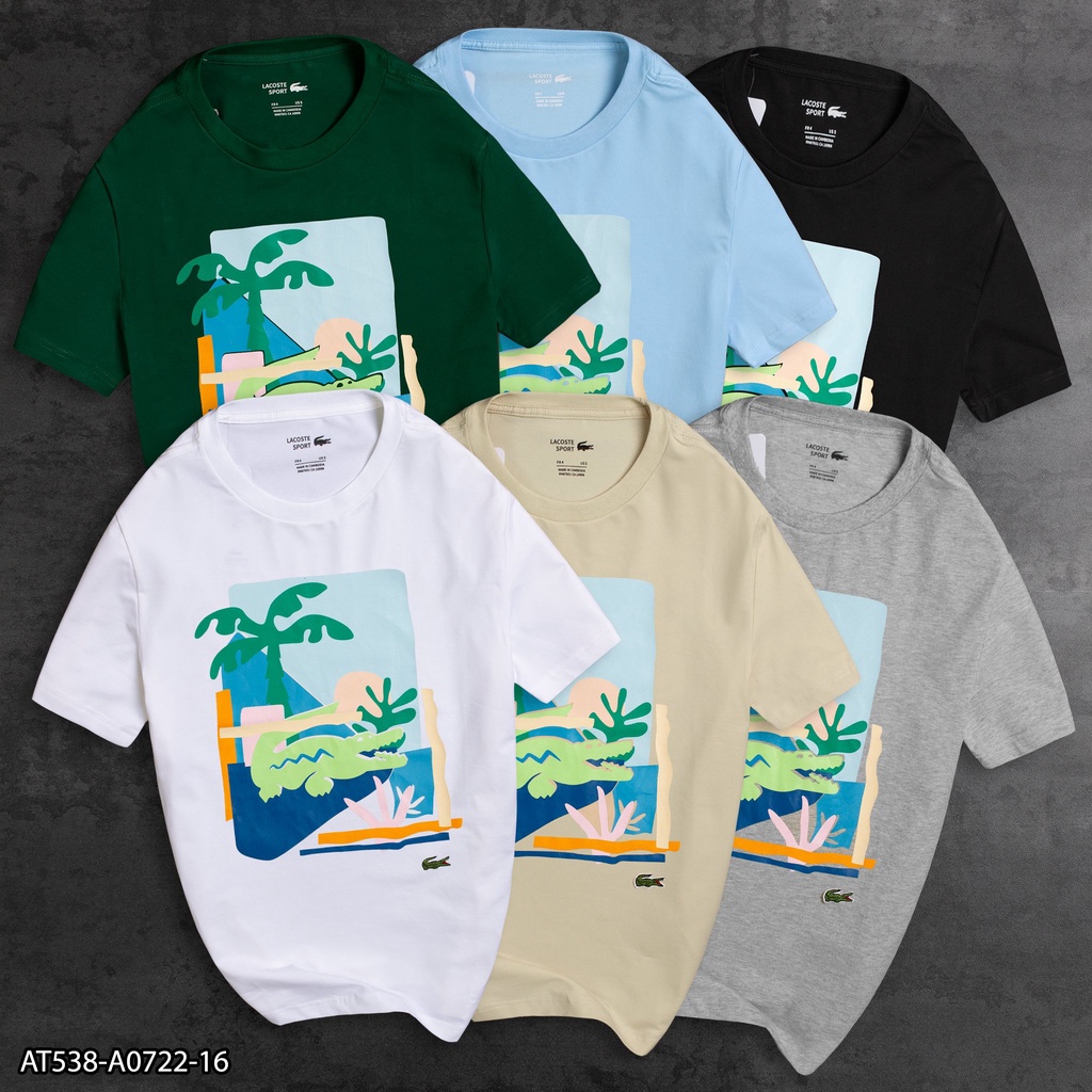 Áo thun NAM 🐊 100% Cotton AT538 - áo thun in họa tiết 🐊cây dừa- Thời Trang Nam VNXK