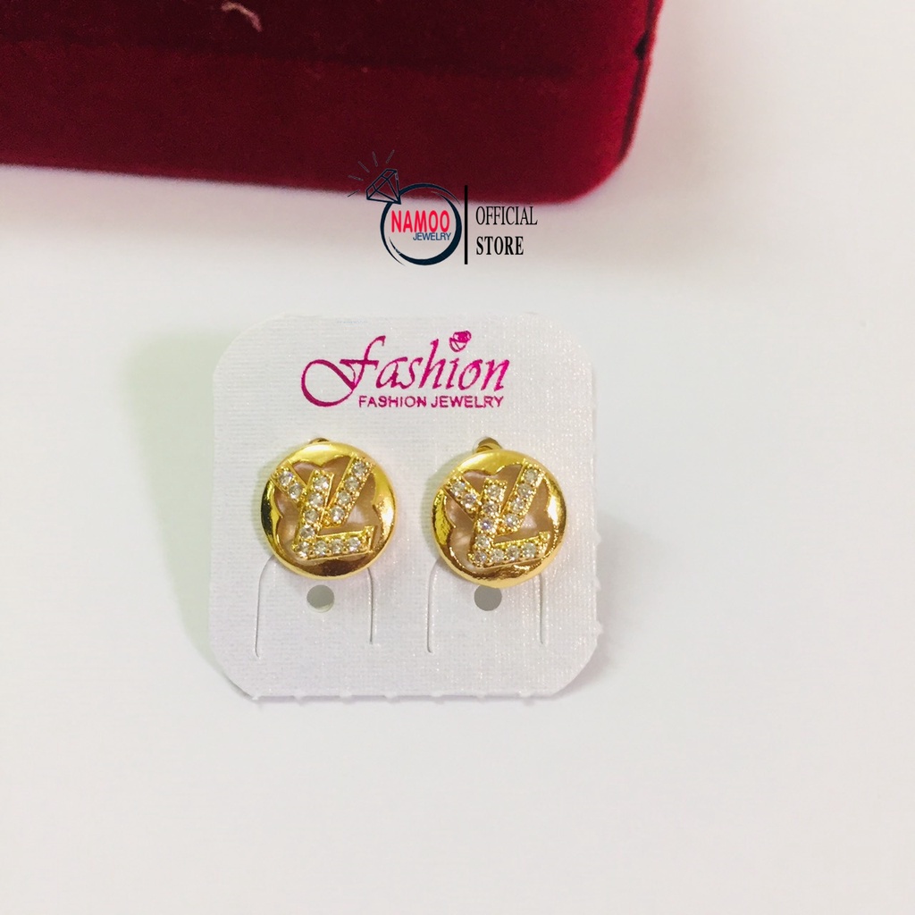 Bông Tai Đính Đá Dạng Nút Vặn T701, Khuyên Tai Mạ Vàng Nữ Namoo Jewelry