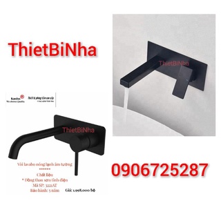 Vòi Lavabo Nóng Lạnh Âm Tường Đồng Thau sơn tĩnh điện màu đen KANISS, bảo hành chính hãng 05 năm