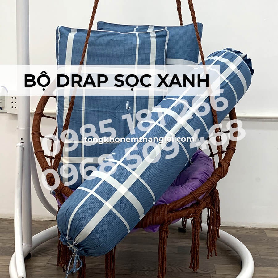 [Ảnh Thật] Sọc Xanh - Bộ Drap Cotton 4 món Thắng Lợi Chính Hãng