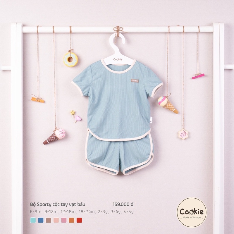 Bộ SPORTY Cookie cộc tay vạt bầu cho bé