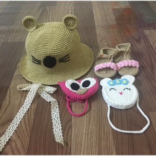Set mũ chuột, túi tỏi, xăng đan cho bé