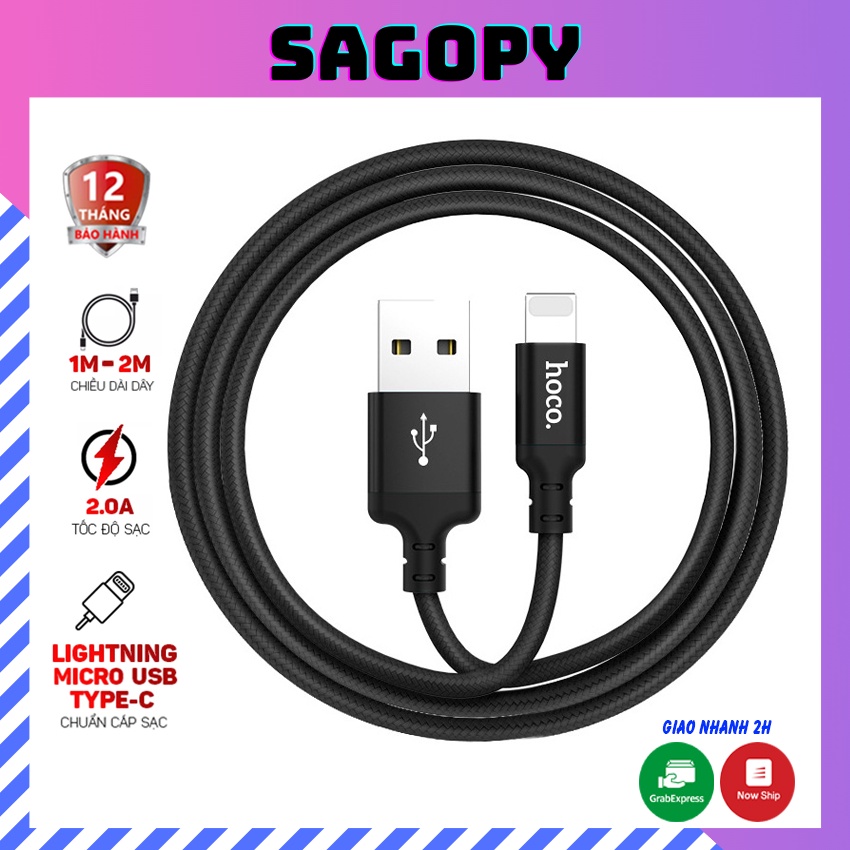 Cáp sạc nhanh, dây cáp sạc nhanh Hoco X14 Lightning, Samsung type c, micro usb android, dây cáp sạc điện thoại giá rẻ