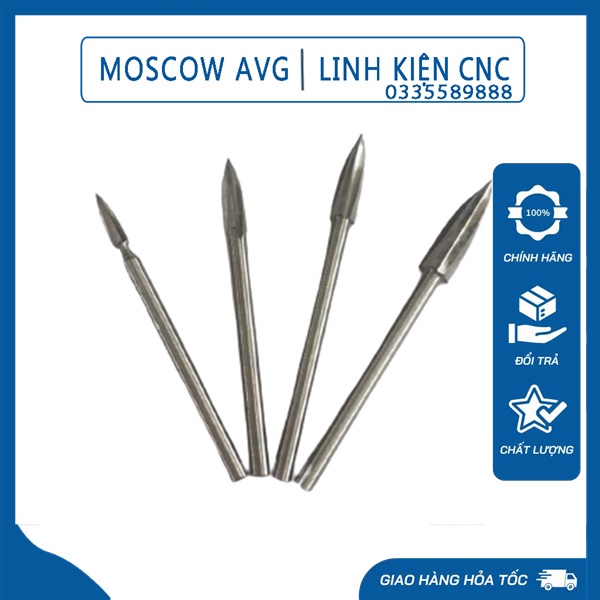 Mũi Nhọn Hình Khế Khoét Lỗ Làm Tượng Gỗ Cán 3mm Sử Dụng Máy Mài Khuôn Cầm Tay